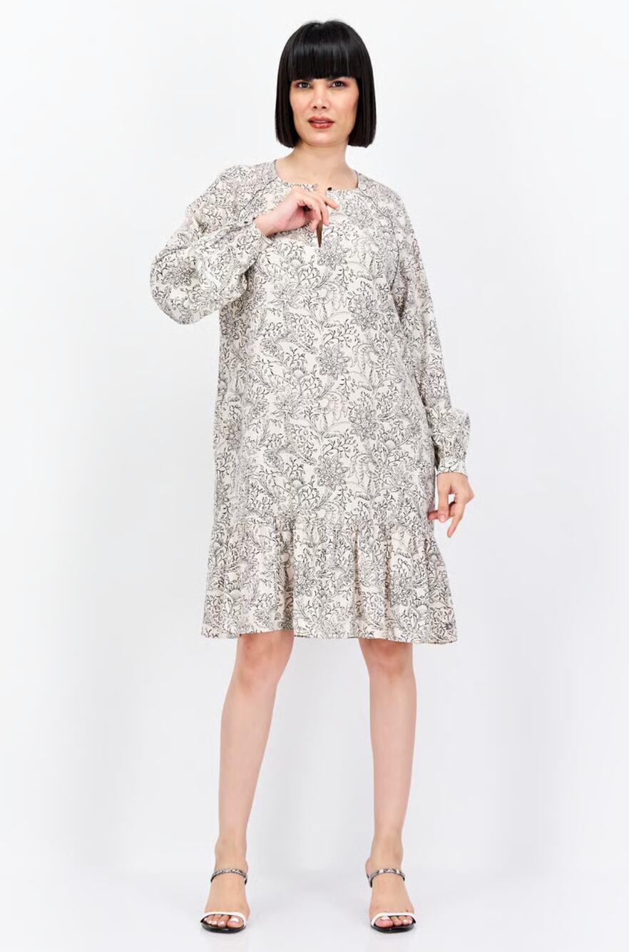 Scotch & Soda Floral Long Sleeve Ruffle Hem Dress Fall Boho Botanical Small